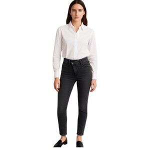 Dorothee Schumacher Crossed Zipper Slim Cropped Jean in Faded Black size 1 (US2)